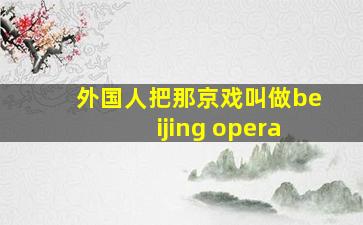 外国人把那京戏叫做beijing opera